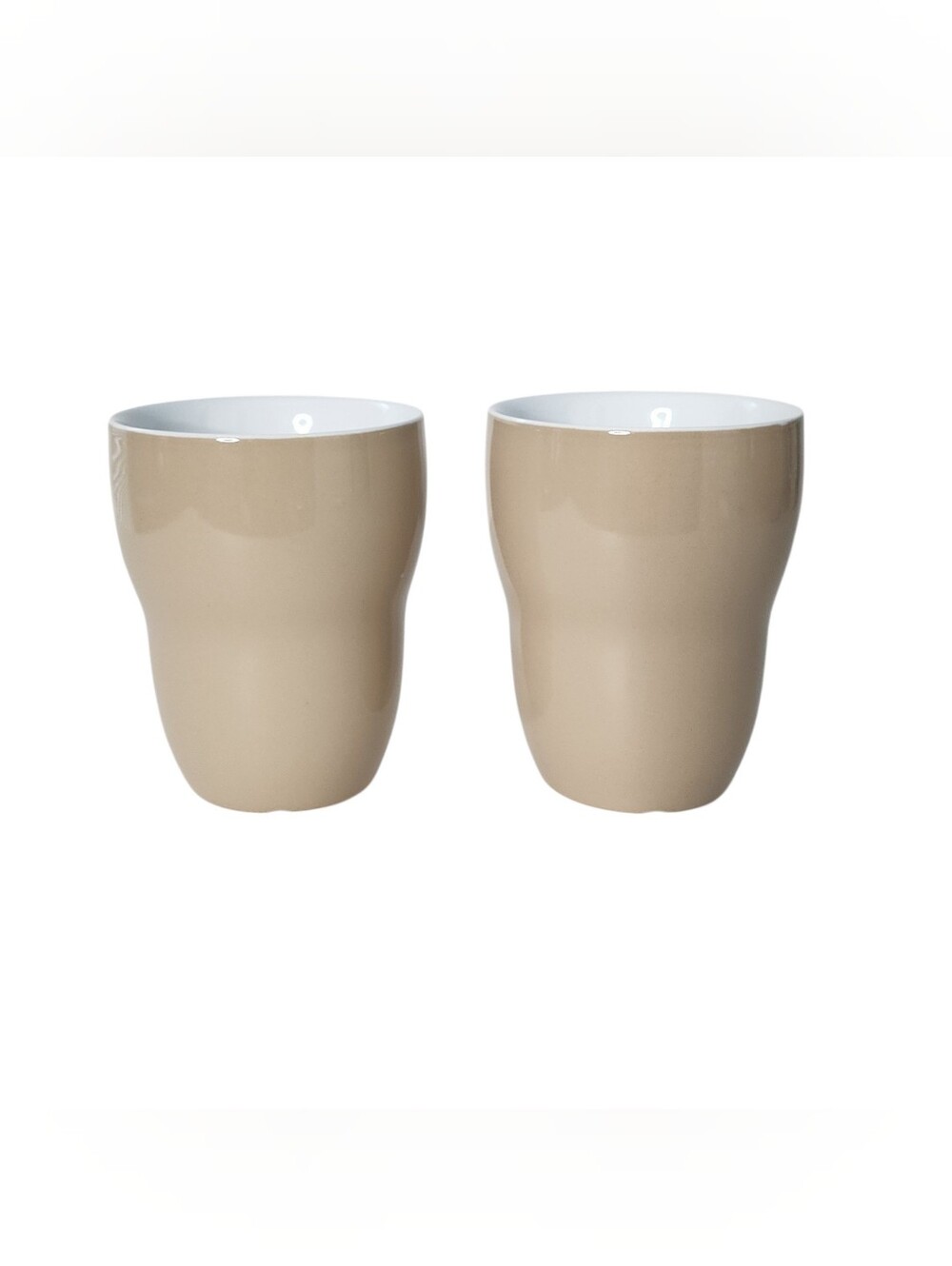 2008 Starbucks By Alda Double Wall Thermal Glass 8oz Cups Khaki Brown Set Of 2